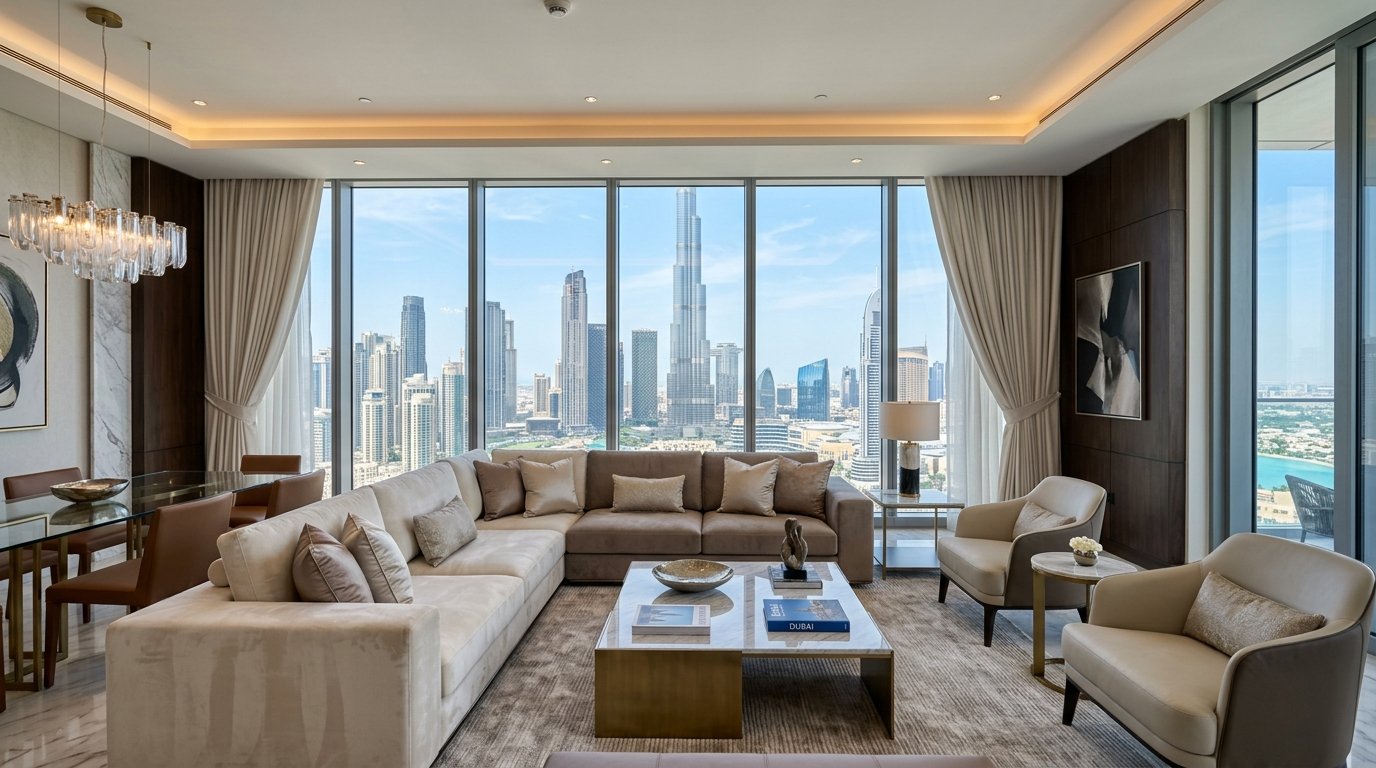 Cinematic Dubai living room