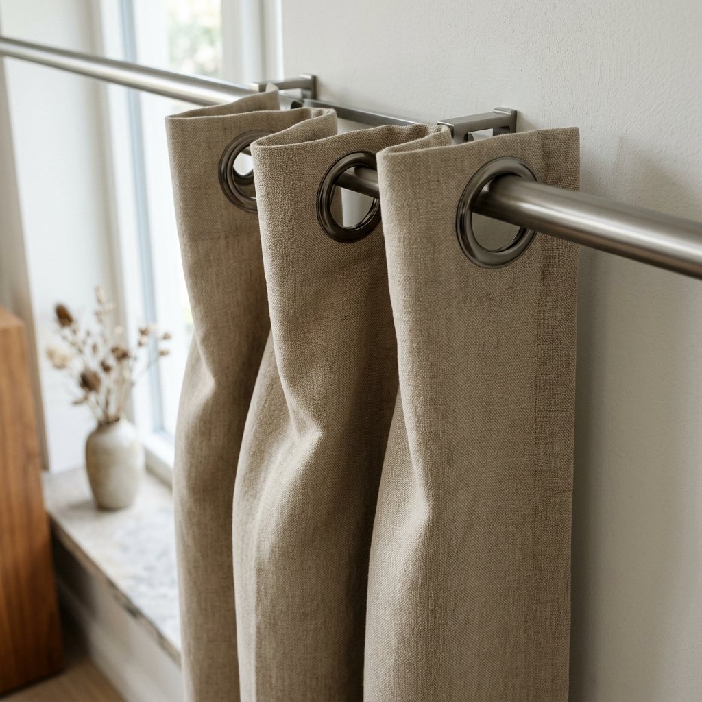 Made-to-measure eyelet curtains in a modern Dubai interior